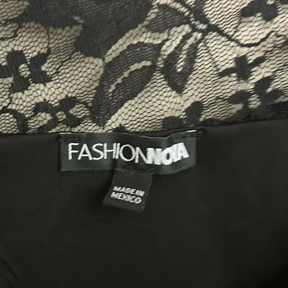 Fashion Nova Black Secrets Out Asymmetrical Lace Long Sleeve Top Size 3X